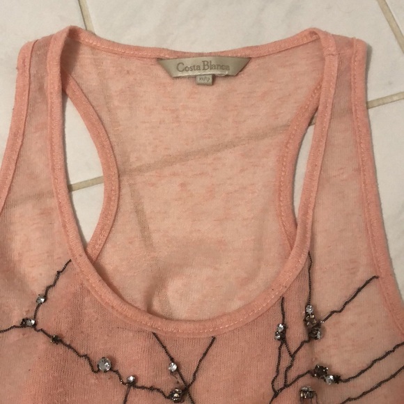 Light Pink Jewelled Tank Top COSTA BLANKA (Size XS) - Picture 2 of 5